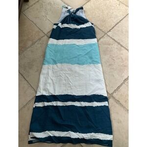 NWT BANANA REPUBLIC Blue Striped Halter Maxi Dress - size 4 Petite - Pockets!